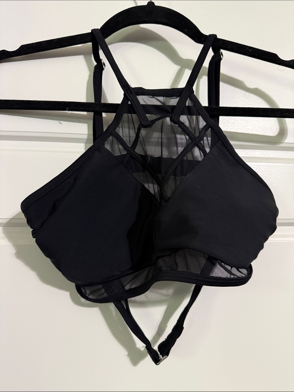 Black Mesh Strappy Bralette bathing suit top - Women's